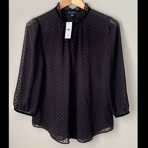 Ann Taylor Black Dotted Blouse